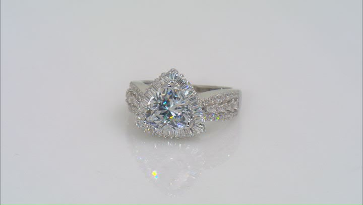 White Cubic Zirconia Platinum Over Sterling Silver Ring 5.23ctw Video Thumbnail