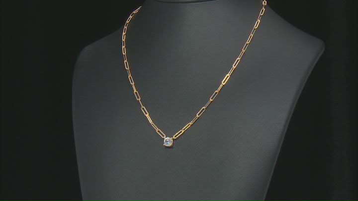 White Cubic Zirconia 18k Yellow Gold Over Sterling Silver Paperclip Necklace 1.42ctw Video Thumbnail