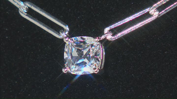 White Cubic Zirconia Platinum Over Sterling Silver Paperclip Necklace 1.42ctw Video Thumbnail
