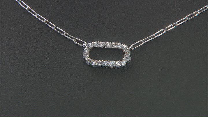 White Cubic Zirconia Platinum Over Sterling Silver Paperclip Necklace 1.00ctw Video Thumbnail