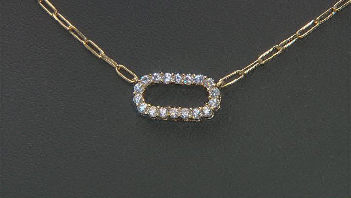 White Cubic Zirconia 18k Yellow Gold Over Sterling Silver Paperclip Necklace 1.00ctw Video Thumbnail