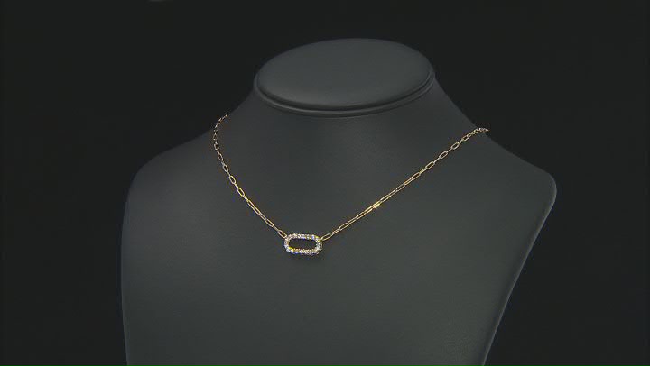 White Cubic Zirconia 18k Yellow Gold Over Sterling Silver Paperclip Necklace 1.00ctw Video Thumbnail