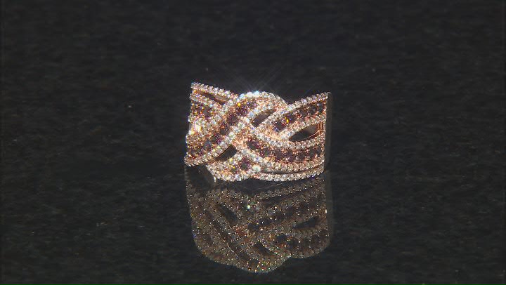 Mocha And White Cubic Zirconia 18k Rose Gold Over Sterling Silver Ring 2.99ctw Video Thumbnail