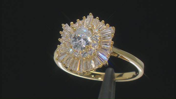 White Cubic Zirconia 18k Yellow Gold Over Sterling Silver Ring 3.50ctw Video Thumbnail