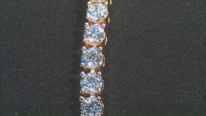 White Cubic Zirconia 18k Yellow Gold Over Sterling Silver Tennis Bracelet 17.34ctw Video Thumbnail