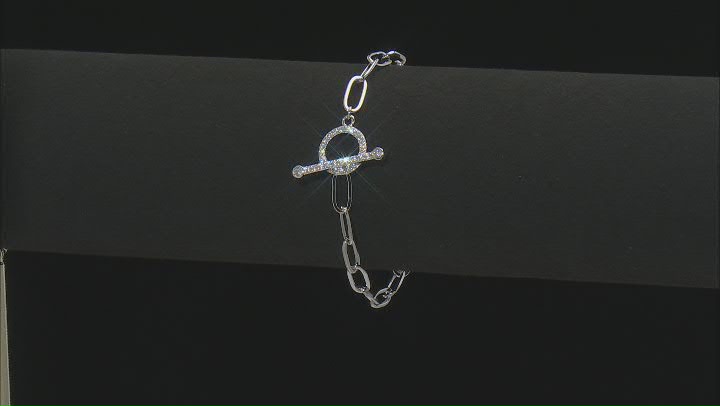 White Cubic Zirconia Rhodium Over Sterling Silver Paperclip Bracelet 1.31ctw Video Thumbnail