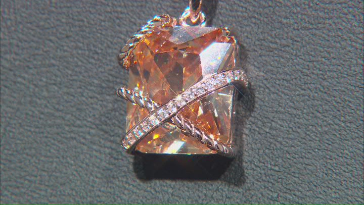 Champagne And White Cubic Zirconia 18k Rose Gold Over Sterling Silver Pendant With Chain 11.23ctw Video Thumbnail