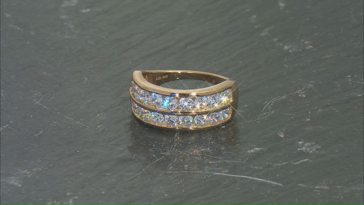 White Cubic Zirconia 18k Yellow Gold Over Sterling Silver Ring 3.30ctw Video Thumbnail