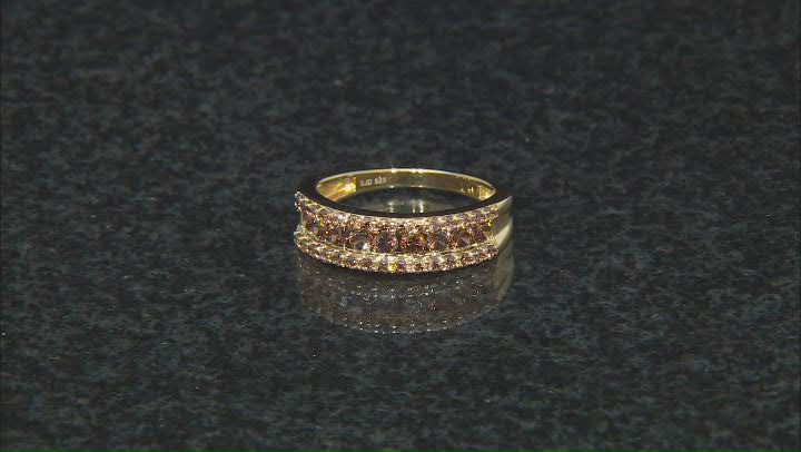 Mocha Cubic Zirconia 18k Yellow Gold Over Sterling Silver Ring 1.65ctw Video Thumbnail