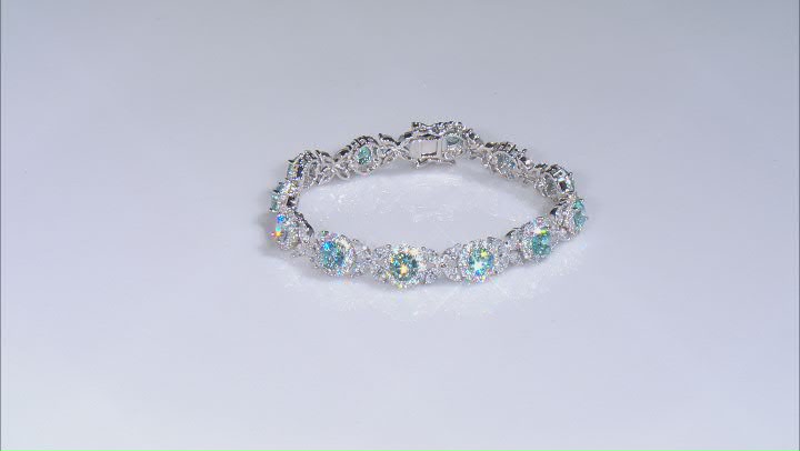 Blue And White Cubic Zirconia Rhodium Over Silver Tennis Bracelet 36.19ctw Video Thumbnail