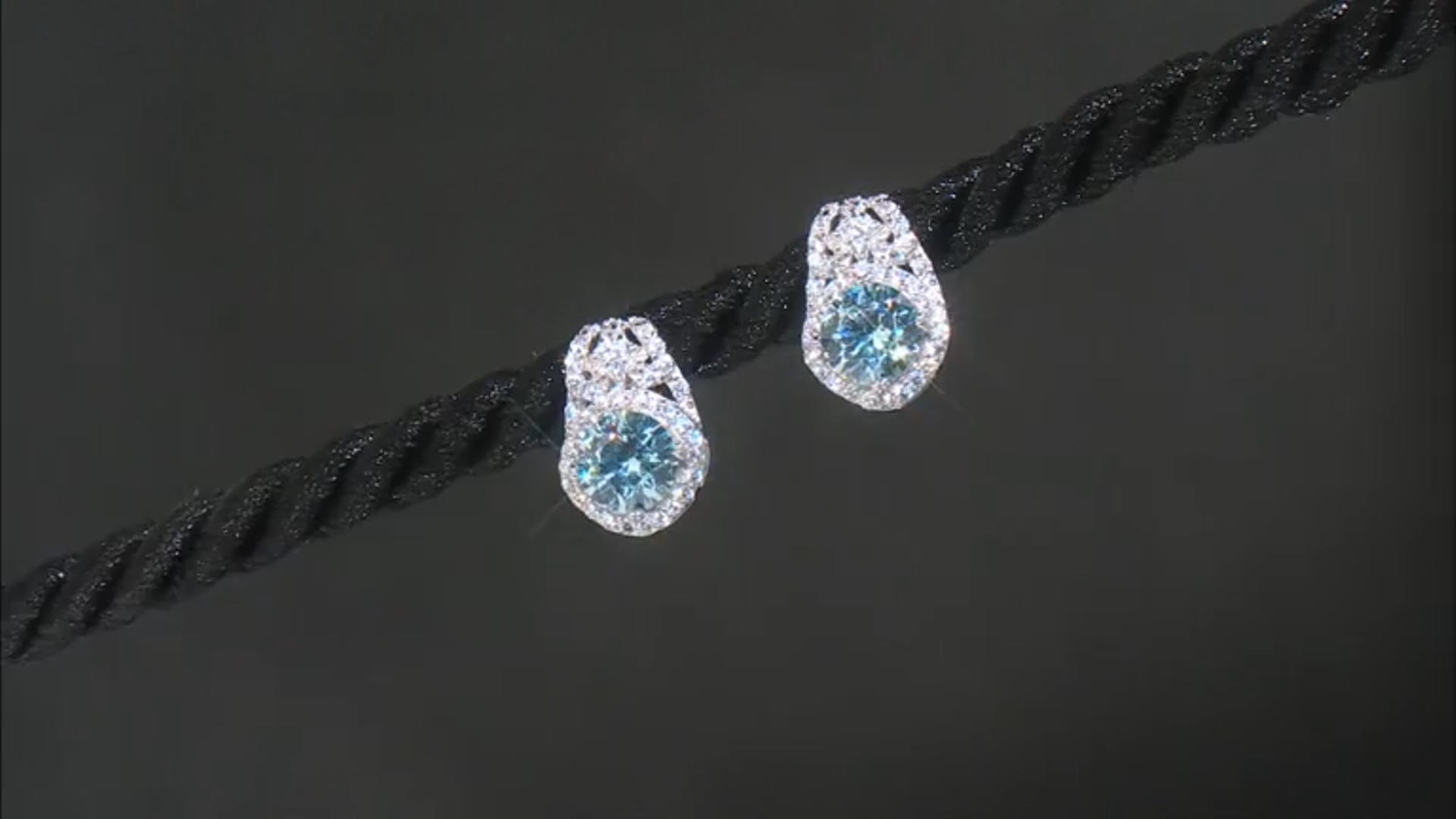 Blue And White Cubic Zirconia Rhodium Over Sterling Silver Earrings Video Thumbnail