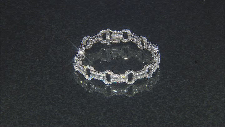 White Cubic Zirconia Rhodium Over Sterling Silver Tennis Bracelet 12.55ctw Video Thumbnail