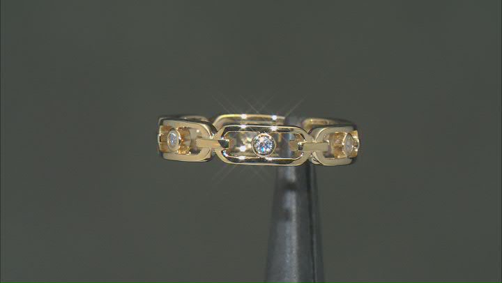 White Cubic Zirconia 18k Yellow Gold Over Sterling Silver Paperclip Ring 0.12ctw Video Thumbnail