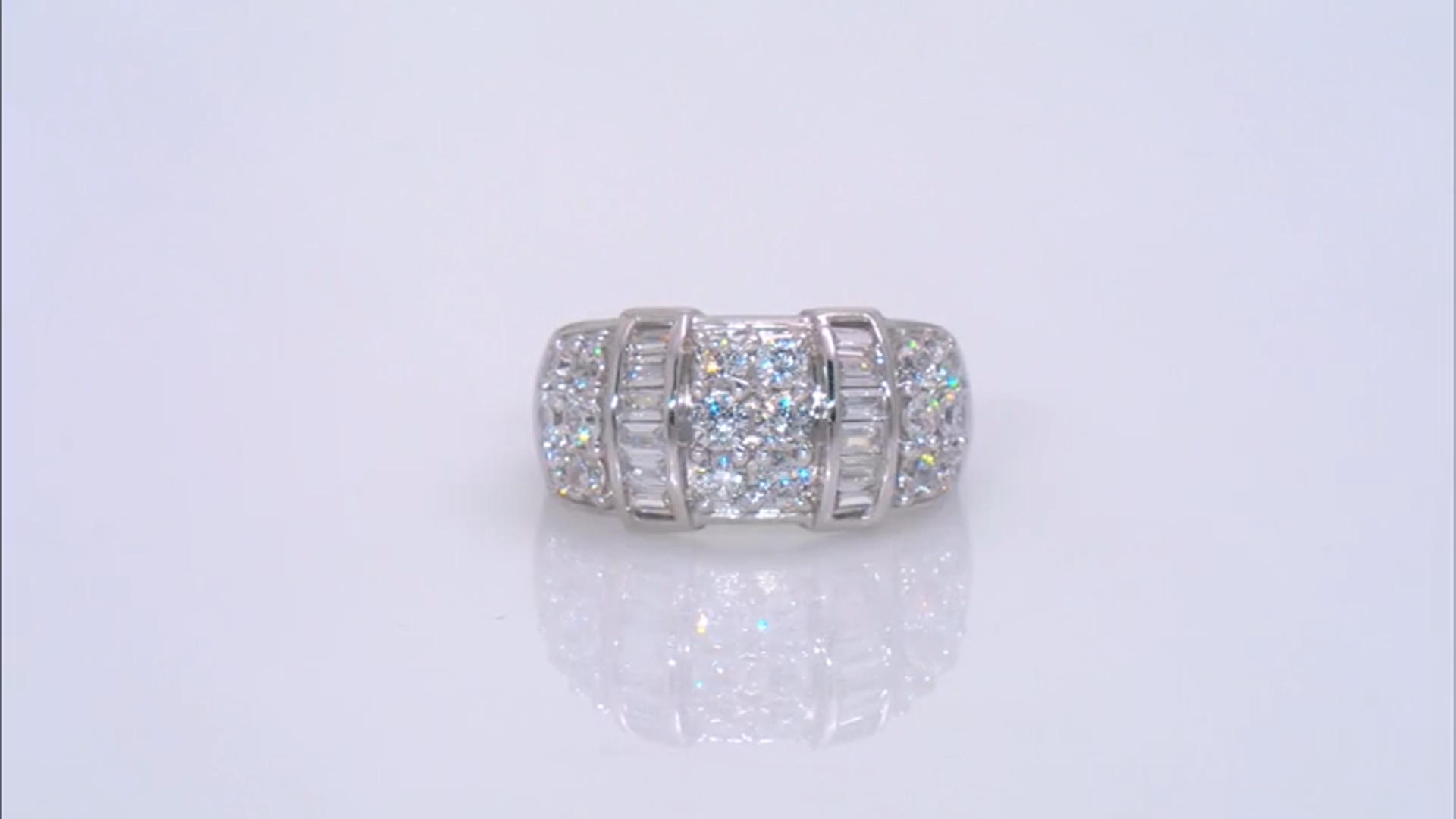 White Cubic Zirconia Platinum Over Sterling Silver Ring 2.90ctw Video Thumbnail