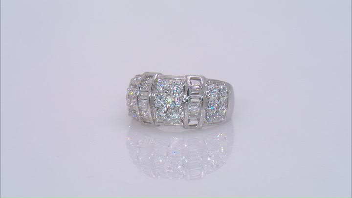 White Cubic Zirconia Platinum Over Sterling Silver Ring 2.90ctw Video Thumbnail