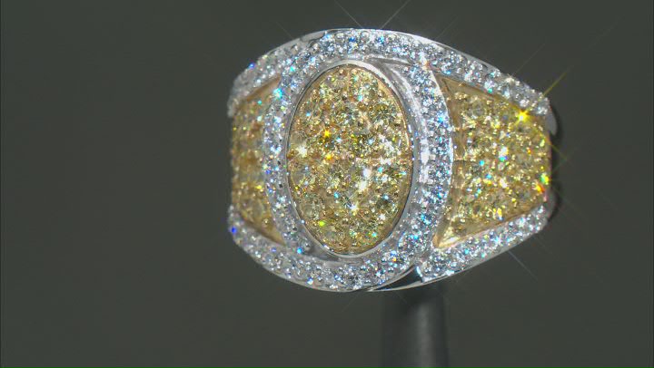 Yellow And White Cubic Zirconia Rhodium Over Sterling Silver Ring 4.00ctw Video Thumbnail