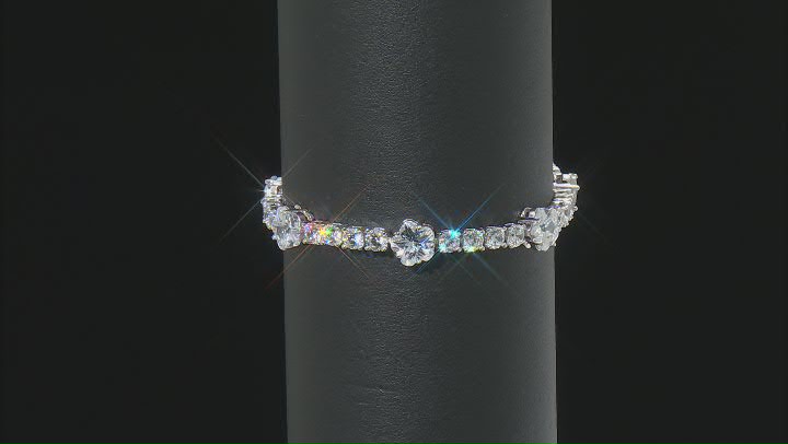 White Cubic Zirconia Rhodium Over Sterling Silver Clover Bracelet 35.13ctw Video Thumbnail