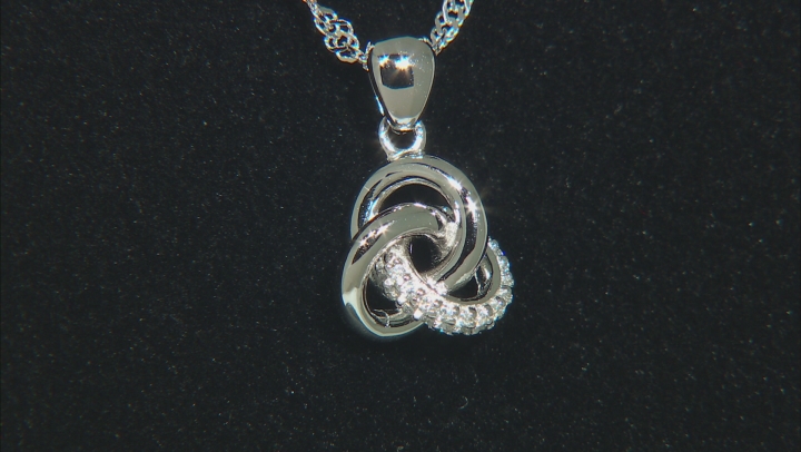 White Cubic Zirconia Platinum Over Sterling Silver Pendant With Chain 0.25ctw Video Thumbnail