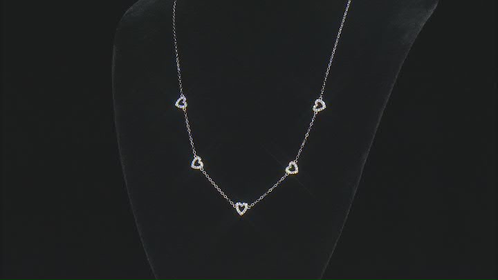 White Cubic Zirconia Platinum Over Sterling Silver Heart Necklace 0.96ctw Video Thumbnail