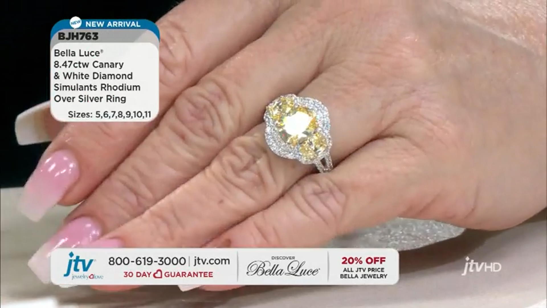 Canary And White Cubic Zirconia Rhodium Over Sterling Silver Ring 8.47ctw Video Thumbnail