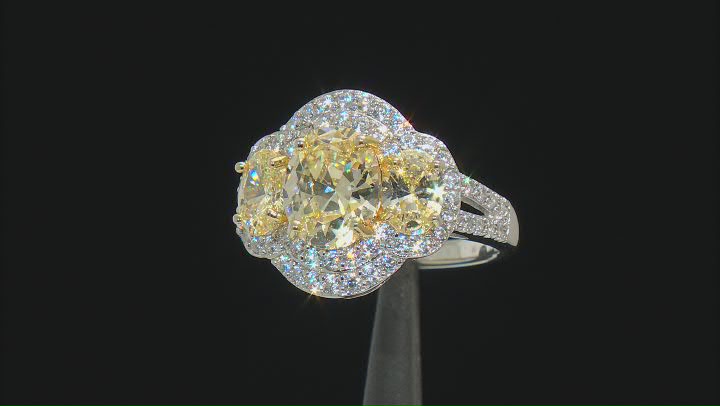 Canary And White Cubic Zirconia Rhodium Over Sterling Silver Ring 8.47ctw Video Thumbnail