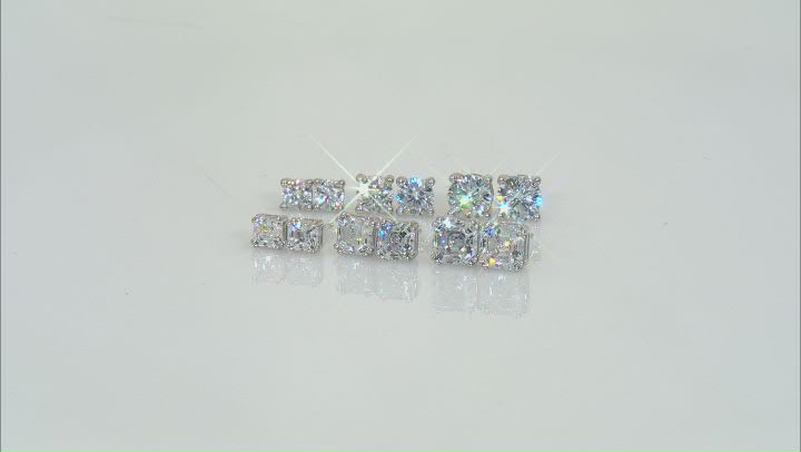 White Cubic Zirconia Platinum Over Sterling Silver Earrings Set with Gift Box 7.50ctw Video Thumbnail