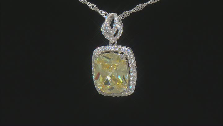 Canary And White Cubic Zirconia Rhodium Over Sterling Silver Pendant With Chain 9.86ctw Video Thumbnail