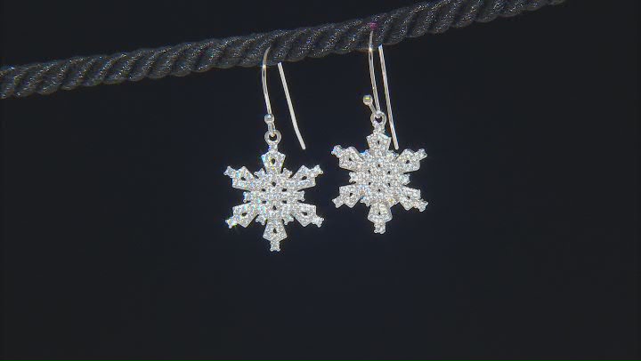 White Cubic Zirconia Platinum Over Sterling Silver Snowflake Earrings 1.28ctw Video Thumbnail