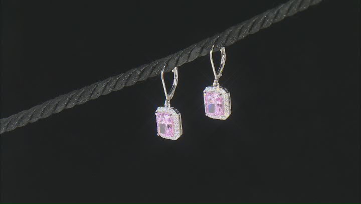 Pink And White Cubic Zirconia Rhodium Over Silver Ice Flower Cut Earrings 11.65ctw Video Thumbnail