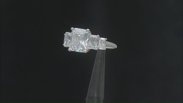 White Cubic Zirconia Platinum Over Sterling Silver Ring 7.40ctw Video Thumbnail