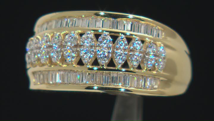 White Cubic Zirconia 18k Yellow Gold Over Sterling Silver Ring 1.35ctw Video Thumbnail