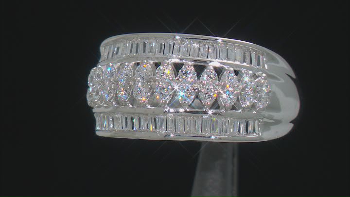 White Cubic Zirconia Platinum Over Sterling Silver Ring 1.35ctw Video Thumbnail