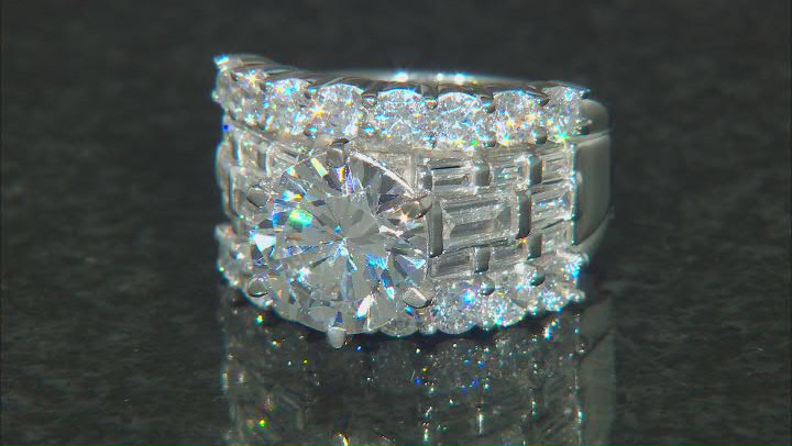 White Cubic Zirconia Platinum Over Sterling Silver Ring 10.35ctw Video Thumbnail