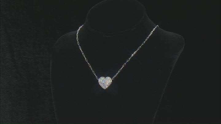 White Cubic Zirconia Rhodium Over Sterling Silver Paperclip Heart Necklace 1.90ctw Video Thumbnail
