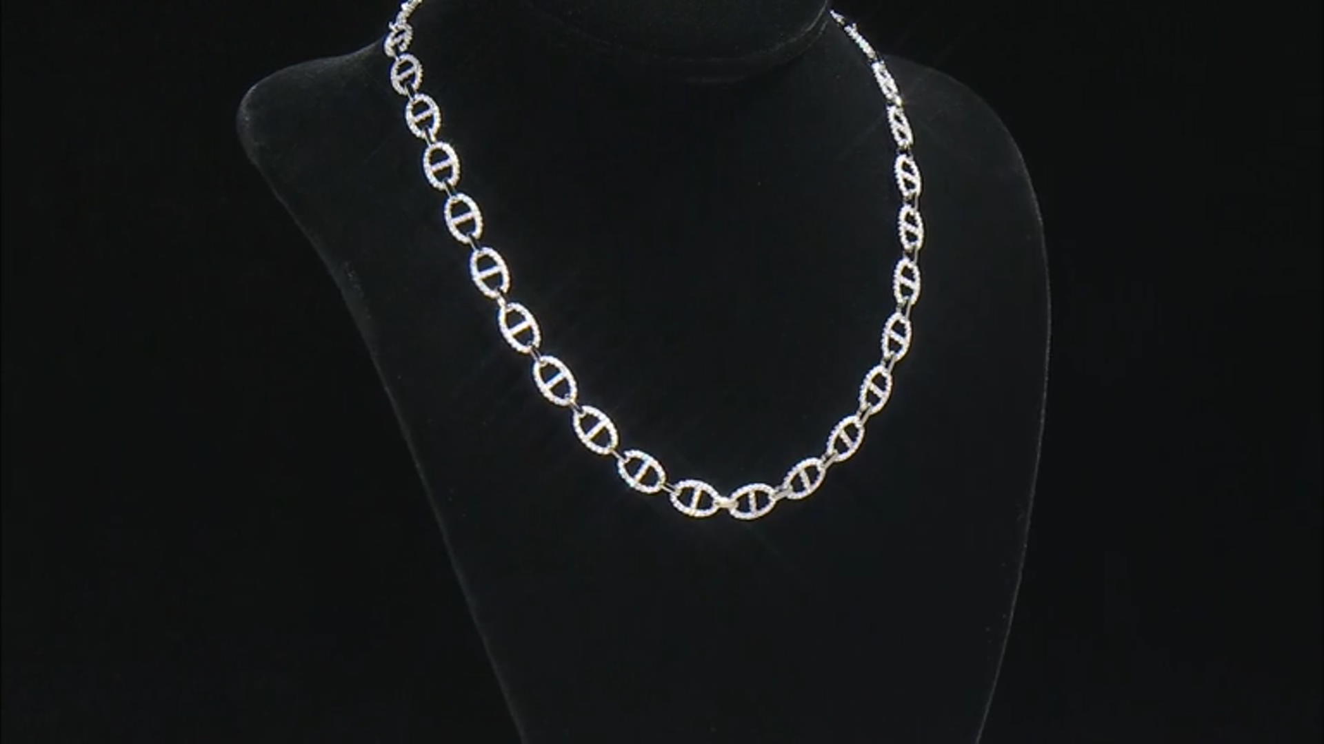 White Cubic Zirconia Rhodium Over Sterling Silver Mariner Link Necklace 10.72ctw Video Thumbnail