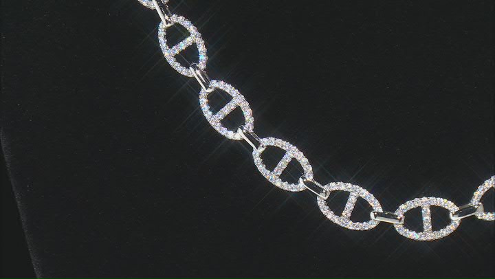 White Cubic Zirconia Rhodium Over Sterling Silver Mariner Link Necklace 10.72ctw Video Thumbnail