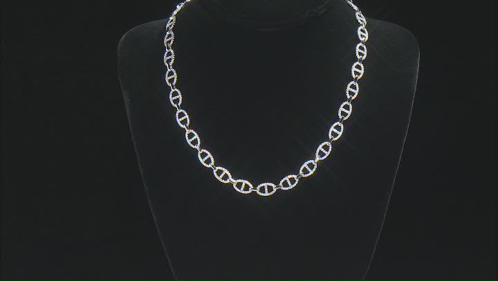 White Cubic Zirconia Rhodium Over Sterling Silver Mariner Link Necklace 10.72ctw Video Thumbnail