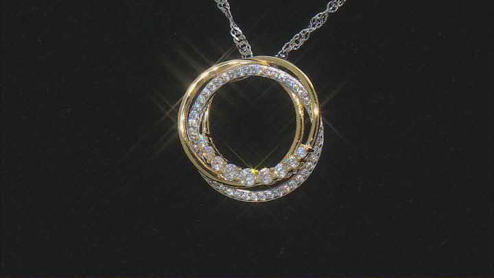 White Cubic Zirconia Rhodium And 18k Yellow Gold Over Sterling Pendant 0.86ctw Video Thumbnail