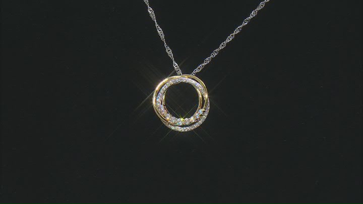 White Cubic Zirconia Rhodium And 18k Yellow Gold Over Sterling Pendant 0.86ctw Video Thumbnail