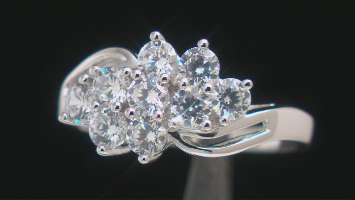 White Cubic Zirconia Platinum Over Sterling Silver Ring 2.39ctw Video Thumbnail