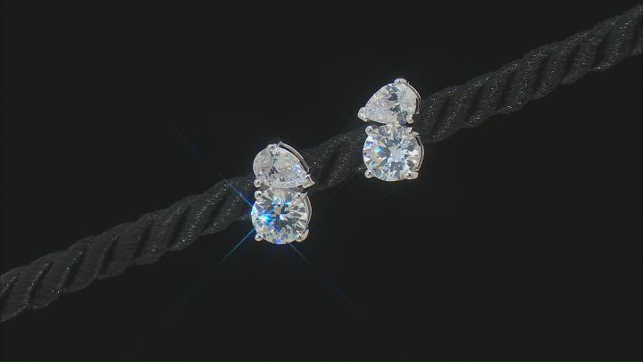 White Cubic Zirconia Rhodium Over Sterling Silver Earrings 2.97ctw Video Thumbnail