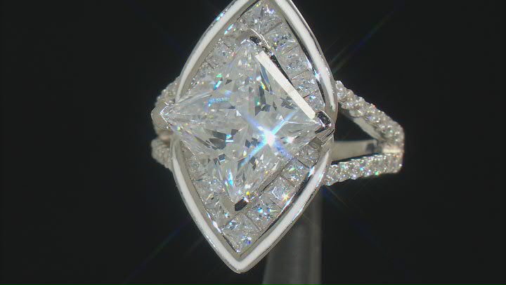 White Cubic Zirconia Platinum Over Sterling Silver Ring 11.55ctw Video Thumbnail