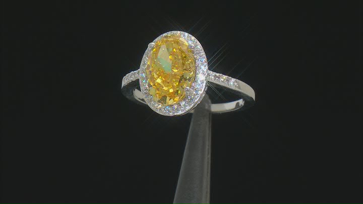 Yellow And White Cubic Zirconia Rhodium Over Sterling Silver Starry Cut Ring 7.47ctw Video Thumbnail