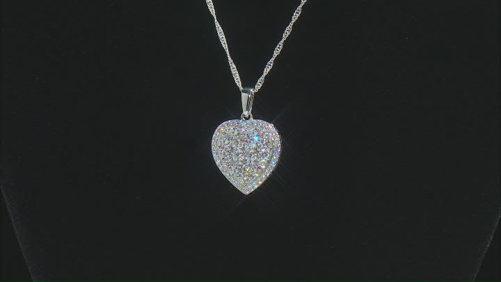White Cubic Zirconia Rhodium Over Sterling Silver Heart Pendant With Chain 2.75ctw Video Thumbnail