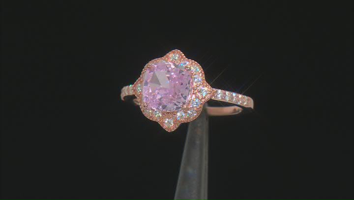 Pink And White Cubic Zirconia 18k Rose Gold Over Sterling Silver Starry Cut Ring 5.20ctw Video Thumbnail