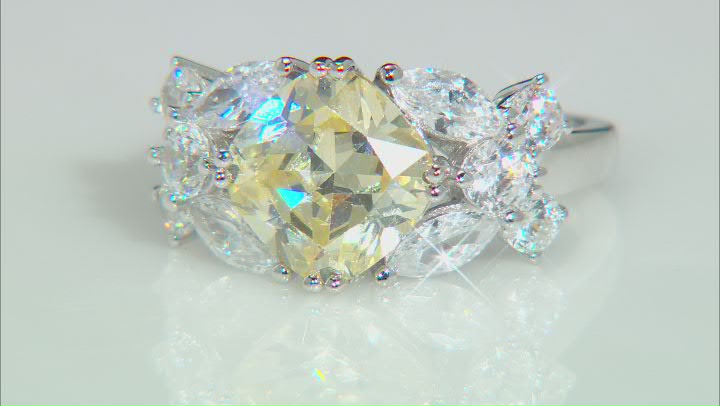 Yellow And White Cubic Zirconia Rhodium Over Sterling Silver Ring 7.57ctw Video Thumbnail