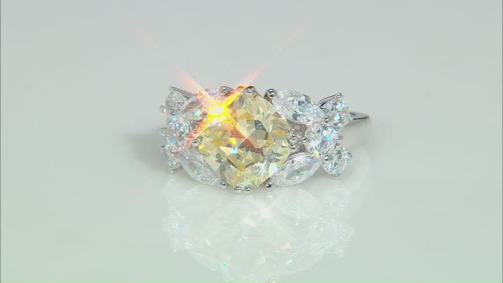 Yellow And White Cubic Zirconia Rhodium Over Sterling Silver Ring 7.57ctw Video Thumbnail