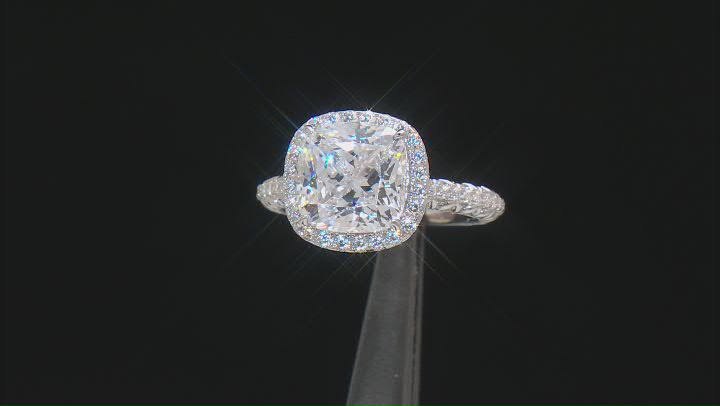 White Cubic Zirconia Rhodium Over Sterling Silver Ring With Band 10.21ctw Video Thumbnail