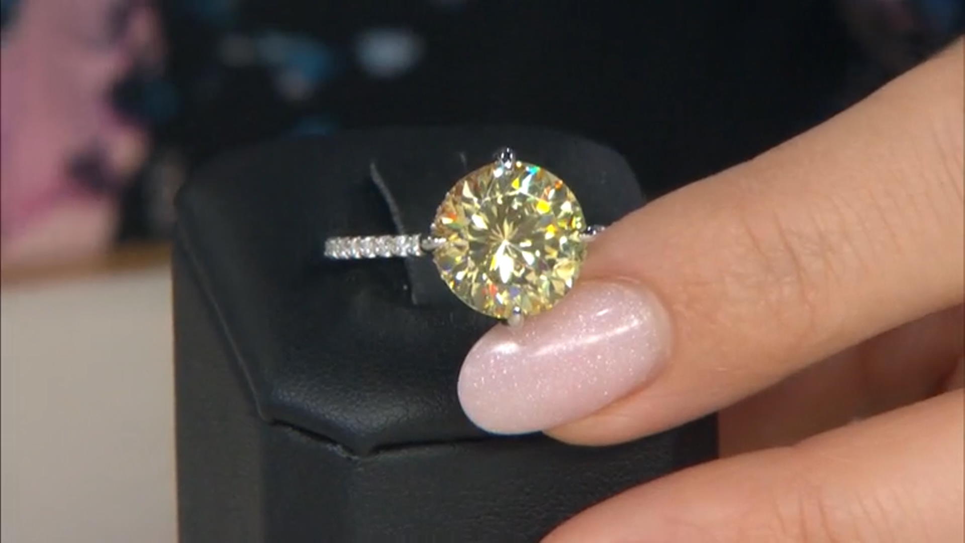 Yellow And White Cubic Zirconia Rhodium Over Sterling Silver Firework Cut Ring 12.76ctw Video Thumbnail
