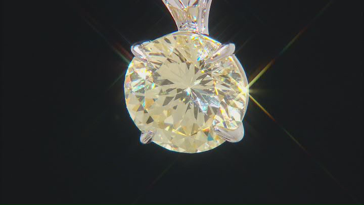 Yellow Cubic Zirconia Rhodium Over Sterling Silver Firework Cut Pendant With Chain 11.52ctw Video Thumbnail
